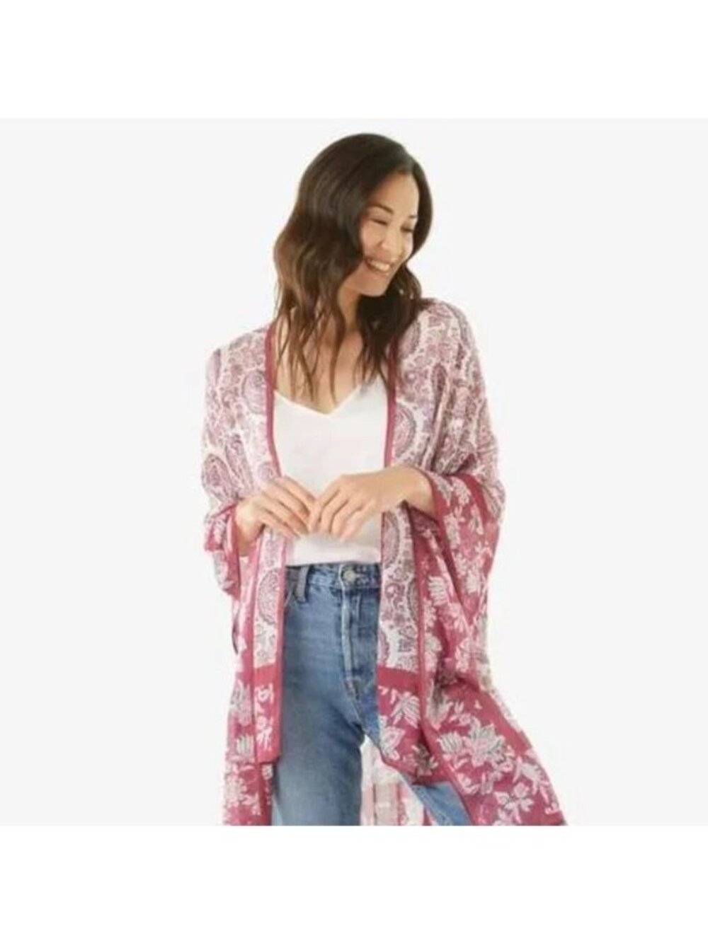Rebecca Minkoff O/S NEW Pretty Paisley Ruana in Cherry Multicolor Cover Up Scarf